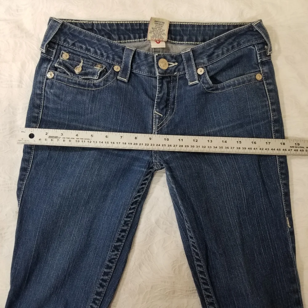 TRUE RELIGION Becky Sz 29 jeans crystal bling Jeans made in USA  flap Pocket Y2k - Picture 12 of 16